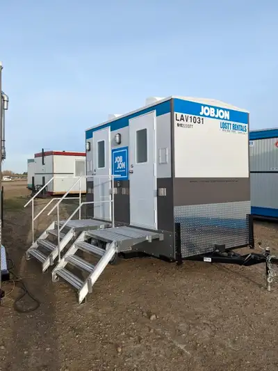 2 stall Bathroom trailer with running water, hwt, 4 season Located in Brooks Alberta, 100gal fresh w...
