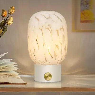 Table Lamp for Bedroom Nightstand,Translucent Glass Bedside Lamp