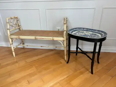 Vintage Blue Willow Side/Tray Table, View more