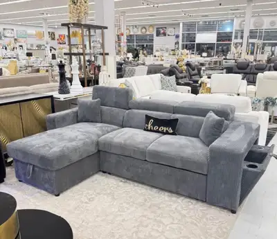 Sofa Bed | 3 Seater Sectional | Charging Ports + Cup Holders BUY, View more