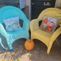 Painted wicker chairs