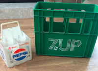 Vintage 7-Up and Pepsi carrier crates (plastic)