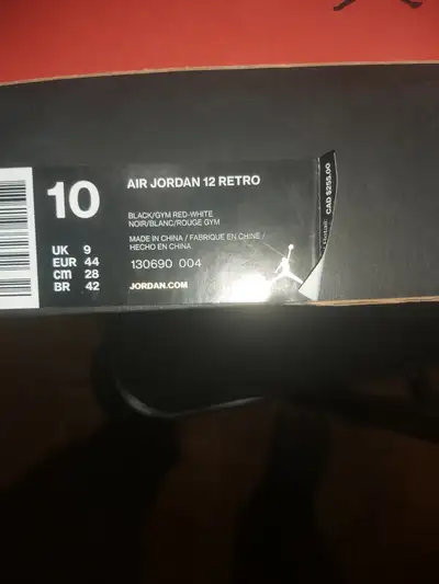 Brand New Air Jordan 12 Retro  Nylon-Black/ Gym Red White. Siz10, View more