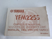 REDUCED Vintage Yamaha YFM225S 1985 Owner's Manual