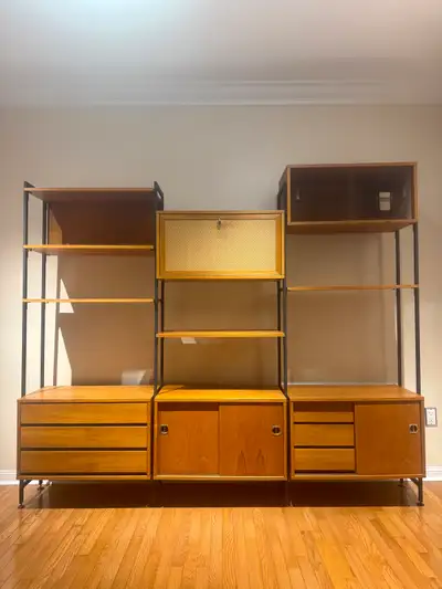 Teak Modular Standing Wall Unit By Maurer Furniture , View more