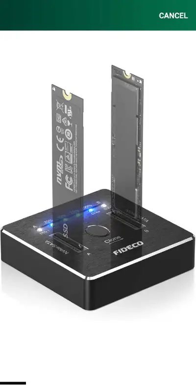 FIDECO M.2 NVMe SATA SSD Cloner Dock, USB 3.2 Gen 2 X 2, 20Gbps , View more