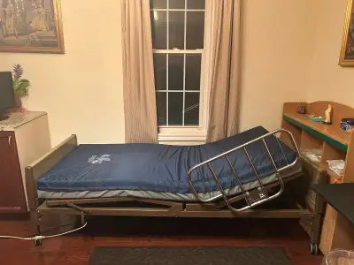 electric hospital bed with hand railings, View more