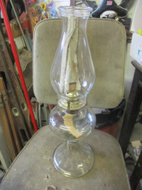 1930s ALL GLASS OIL LAMP LANTERN $40. VINTAGE COTTAGE DECOR
