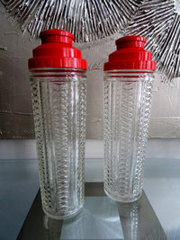 ART DECO cocktail shaker (s) DIAL A RECIPE 1930s pressed glass