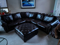 Ashleys Brown Leather Sectional
