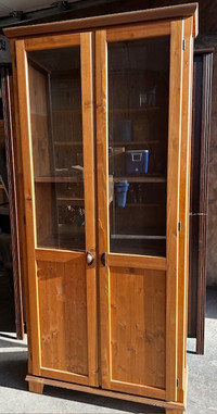 Wooden Cabinet Glass Doors + Shelving