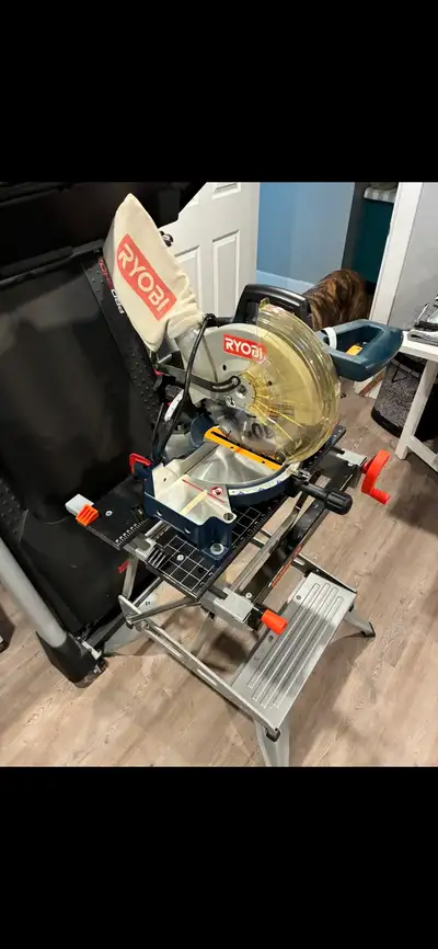 Ryobi 10-inch Compound Mitre Saw with Workmate Stand, View more