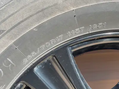 Yokohama Ice Guard Snow Tires. 265/70R 17. Tire pressure sensor equipped. Mounted on Aspen 17 inch R...