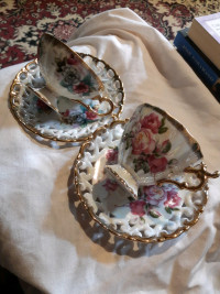 Shafford Hand Decorated Tea Cups
