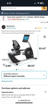 NordicTrack Commercial R 35 Recumbent Bike with 14”HDTouchscreen