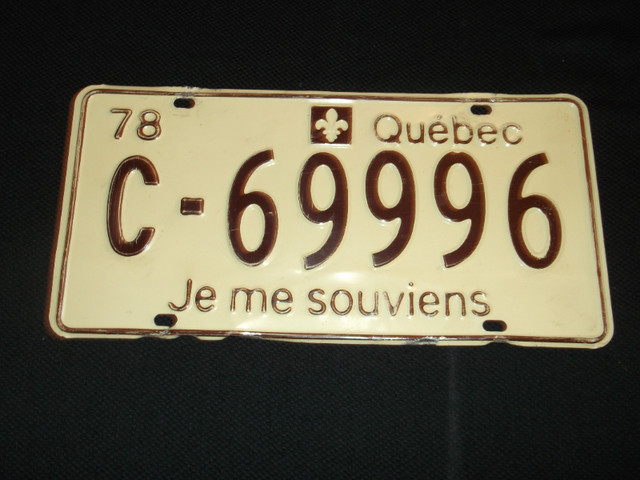 Plaque ''C'' Immatriculation Québec License  1972 72 dans Art et objets de collection  à Laval/Rive Nord - Image 2