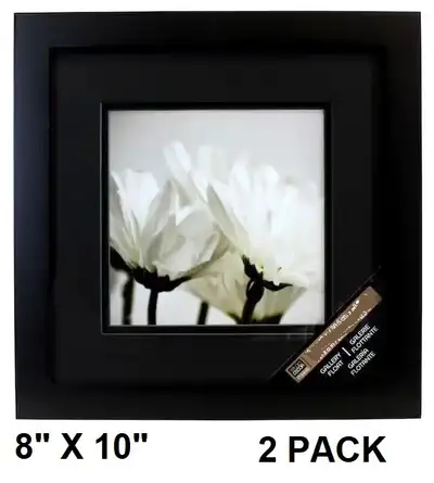 Black Square Gallery Wall Frame with Black Double Mat 8"X10", View more