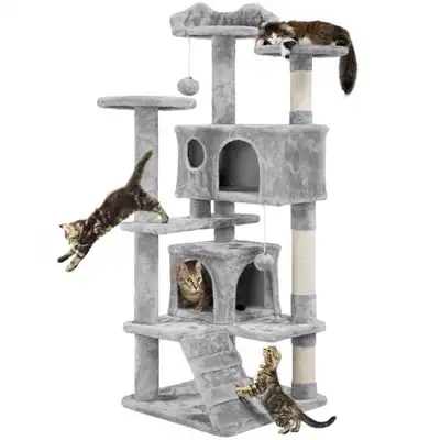 54”H, Cat Tree, Light Grey Color , View more