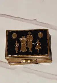 Antique Nuclear Family Brass Miniature Photo Frame Brag Book