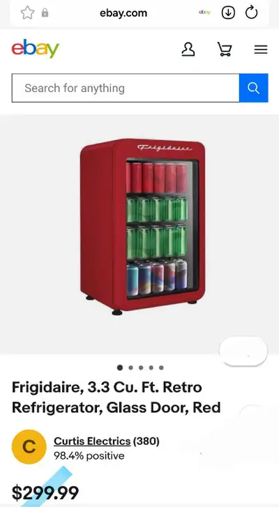 Frigidaire, 3.3 Cu. Ft. Retro Refrigerator, Glass Door, Red, View more