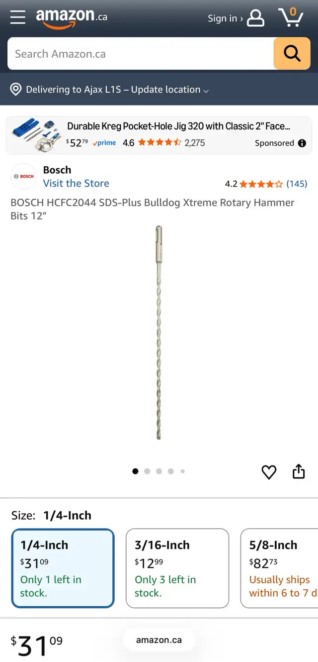 Bosch SDS-Plus Hammer Drill Bit – 1/4” × 12” in Power Tools in Oshawa / Durham Region - Image 9