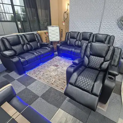 Must Go ASAP!! – 3-Piece Black Quilted Leather Sofa Set , View more
