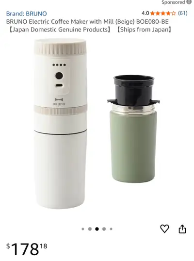 BRUNO Electric Coffee Maker with Mill - Portable, View more