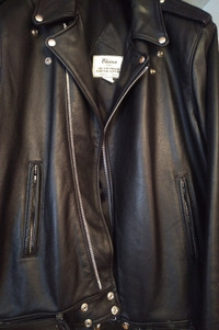 Custom made biker style leather jacket