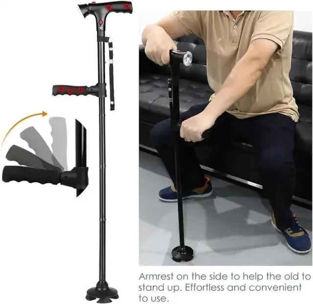 New Foldable Walking Cane With Quad Base, Light and Alarm in Health & Special Needs in Calgary - Image 7