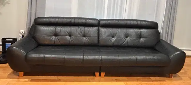‘Italian leather sofa & Hardwood TV stand’ set in Couches & Futons in Bedford - Image 2