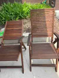 Two Teak Patio Chairs