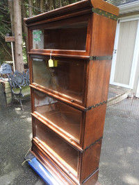 antique barrister bookcase, 4 glass levels high, restored