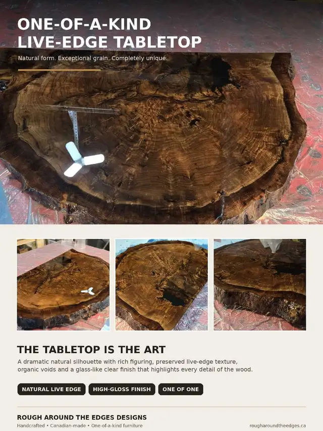Claro Walnut Live-Edge Coffee Table  in Coffee Tables in Ottawa - Image 4