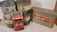 VTG Cigarette Tins Etc.  and Ashtrays (Prices in Ad)