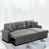 New Grey 2 PC Sectional Sleeper Sofa Bed In Huge Sale