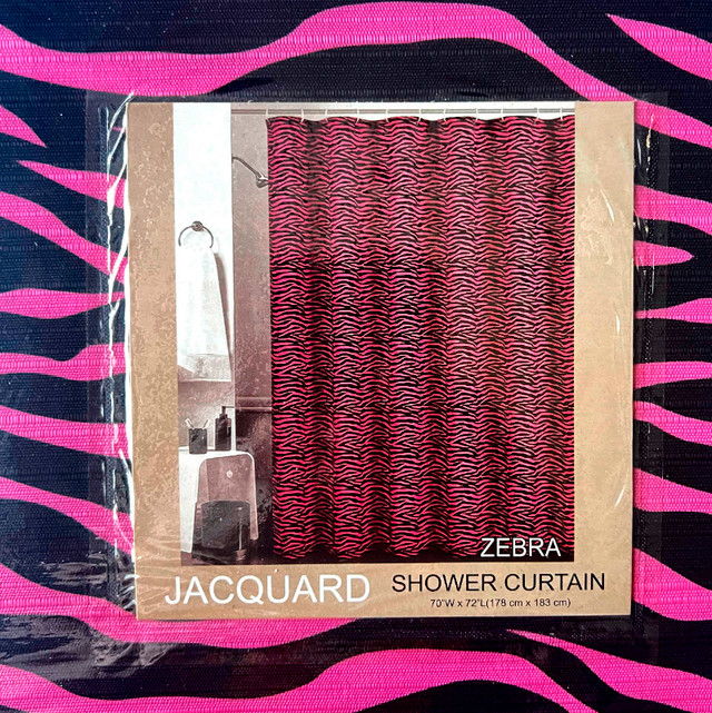 NEW Jacquard brand shower curtain zebra print Pink 70 X 72" in Home Décor & Accents in Burnaby/New Westminster - Image 3