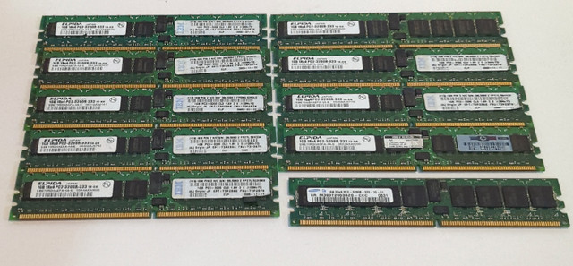 10x 1GB 1Rx4 PC2-3200R-333 Memory DIMMS in System Components in Thunder Bay