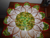 Hand crocheted Pineapple 100% cotton decorative doilies 3 pieces
