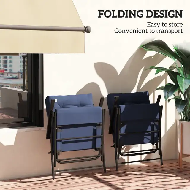 Set of 2 Outdoor Folding Chairs with Adjustable Backrest, Padded in Patio & Garden Furniture in Markham / York Region - Image 6