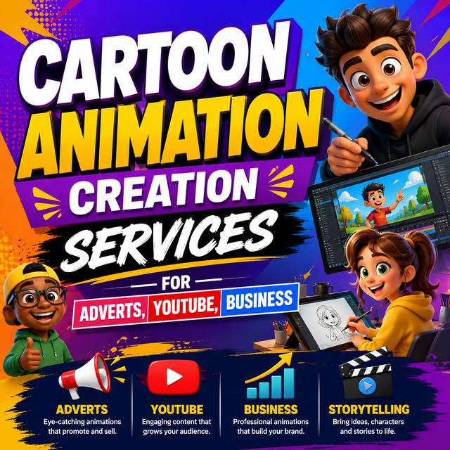 ANIMATED VIDEOS, CARTOONS FOR YOUTUBE, BUSINESS, AD(343)349-9560