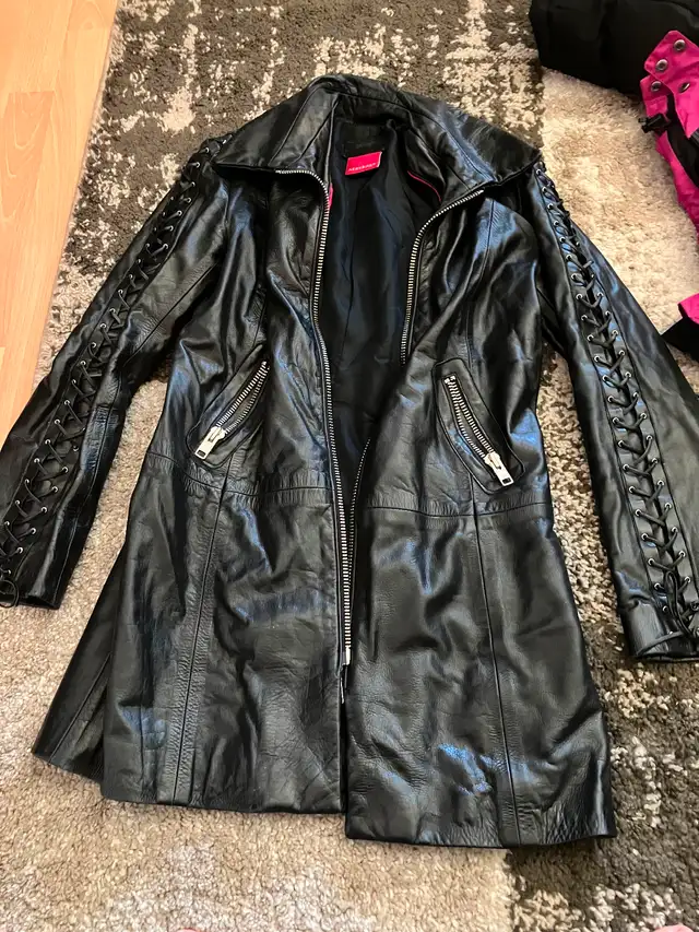 3 winter coats + 1 leather coat for women, $20, medium size.63234604122497122