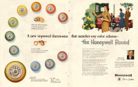 1953 large 2-page color magazine ad for Honeywell Thermostats