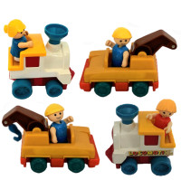 Vintage Li'l Playmates, 2 trains, 2 remorqueuses, 4 figurines