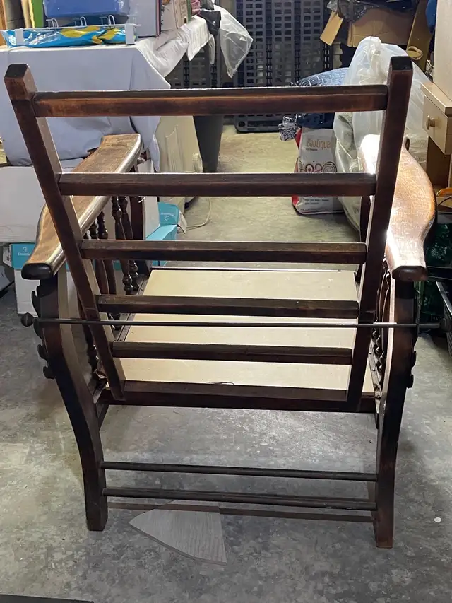 Antique solid wood Morris recliner armchair - must sell Reduced in Chairs & Recliners in Kingston - Image 7