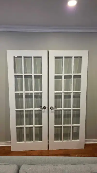 French Doors Solid Wood Paneled Glass 30"wx80"h, View more