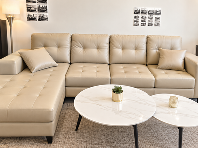 Beige Leather Sectional Sofa, View more