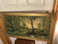 Lg Antique Woodlands Scene Print