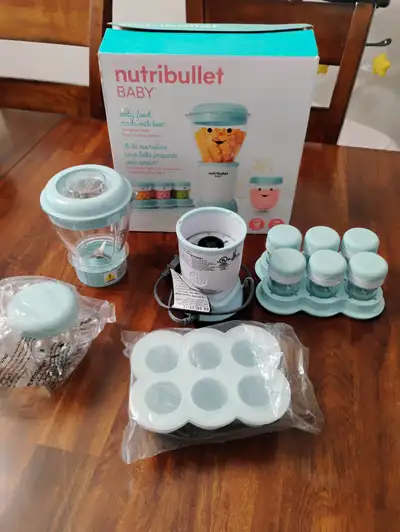 Nutri Bullet baby, blend and store babies food. Makes for easy prep and storage. This unit is lightl...