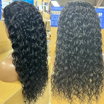 20 inch water wave human hair wig  with baby hair, View more
