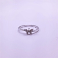 Butterfly Ladies Ring w/ 6 Manmade Diamonds, 14kt White Gold